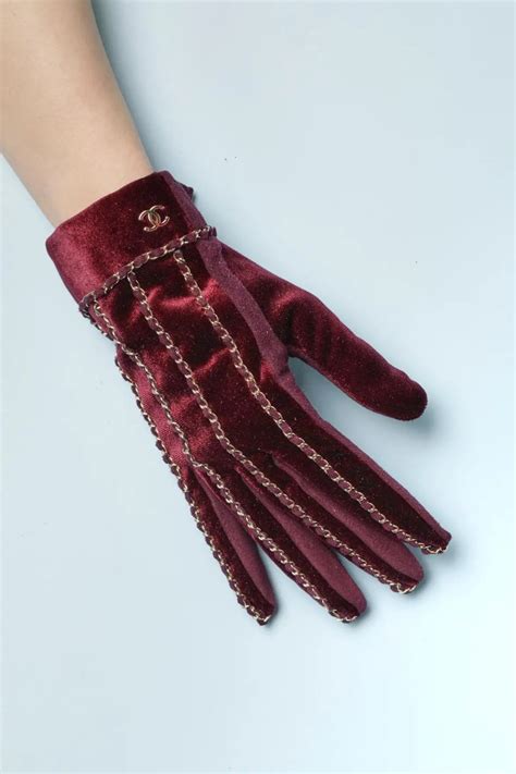 chanel red gloves with chain|Vintage Chanel Gloves .